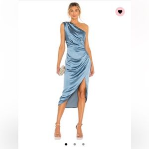 Elliatt Cassini One Shoulder Satin Blue Cocktail Dress Size M